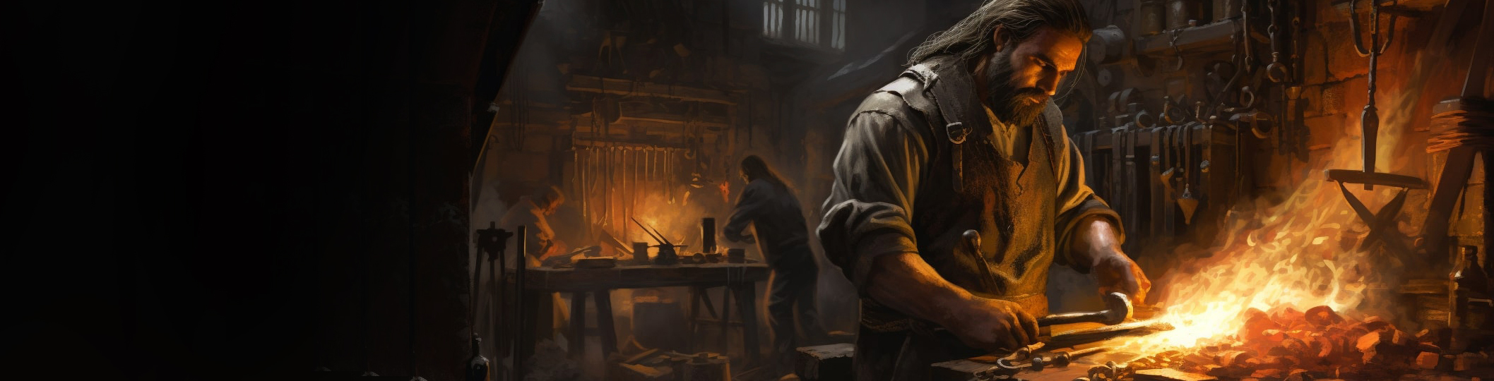 Artist's rendition of medieval blacksmith